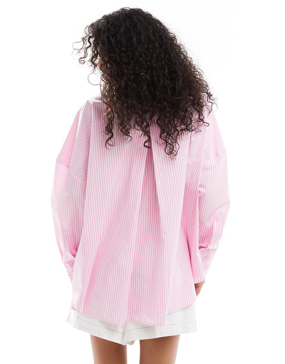 ASOS DESIGN relaxed shirt in pink stripe