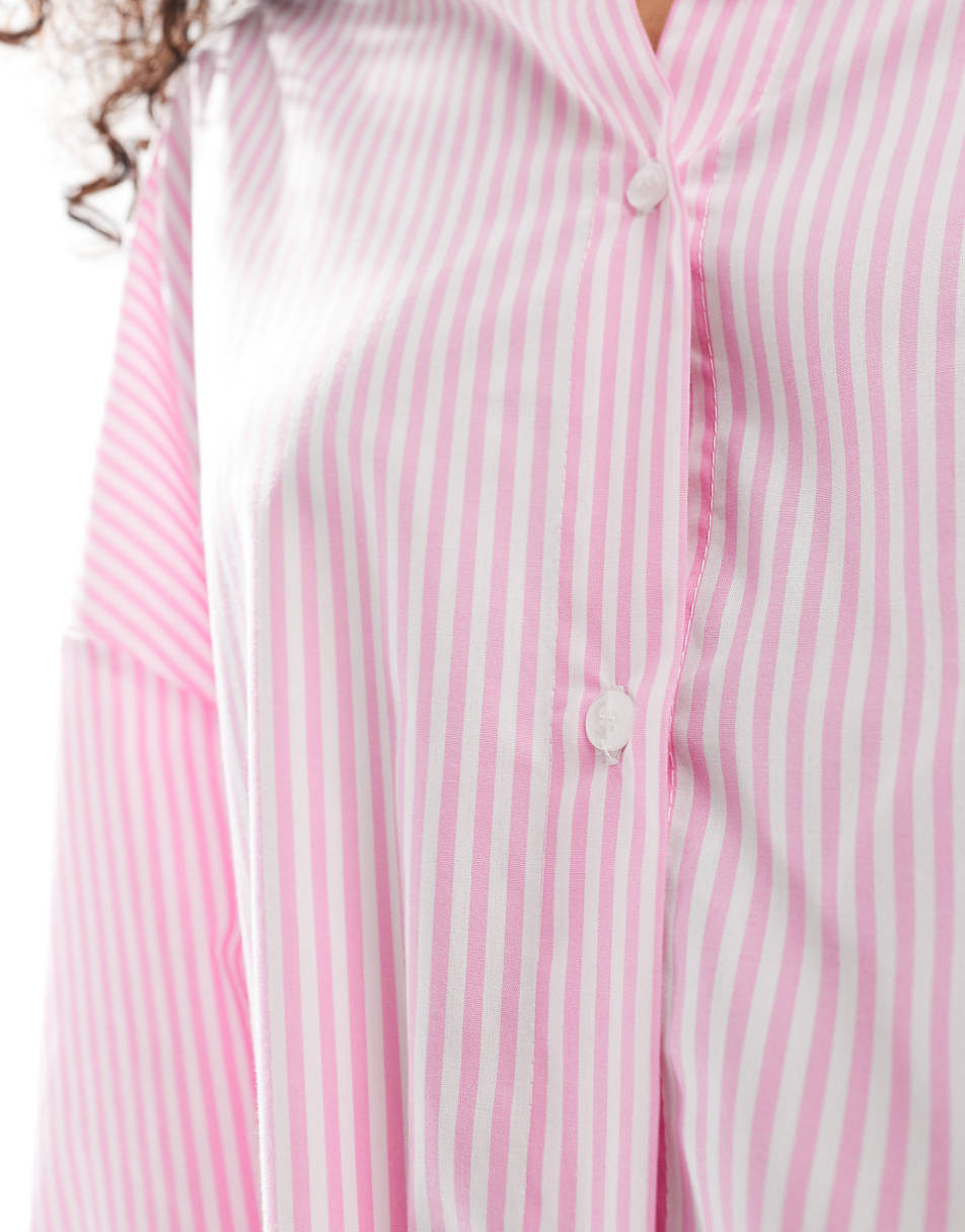 ASOS DESIGN relaxed shirt in pink stripe