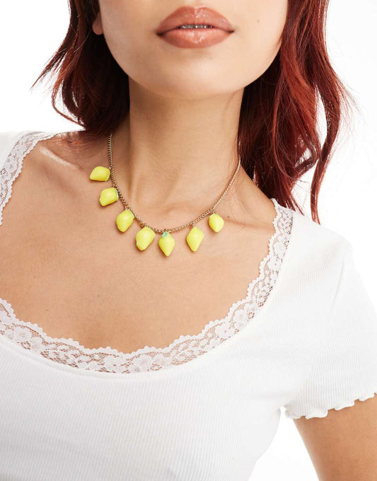 Reclaimed Vintage gold chain necklace with lemons