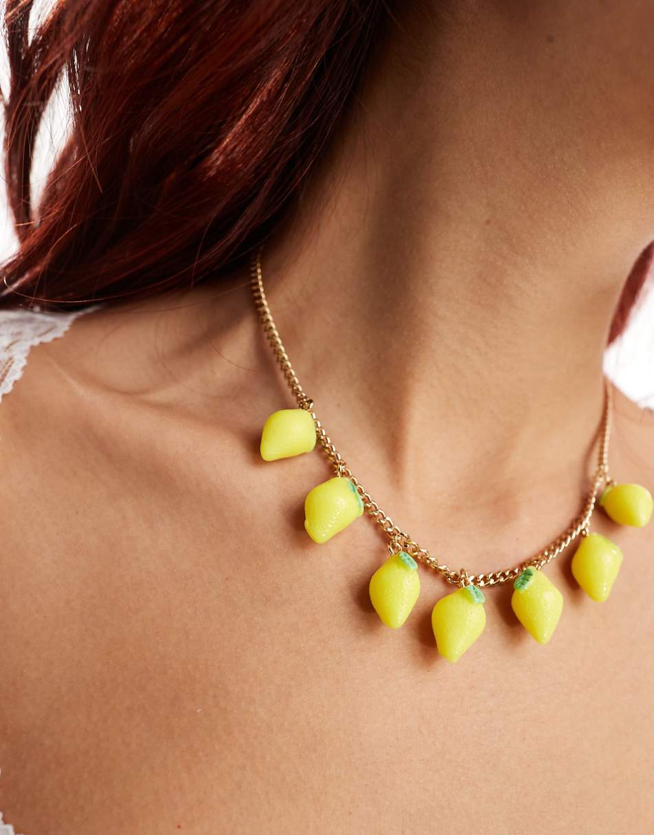 Reclaimed Vintage gold chain necklace with lemons