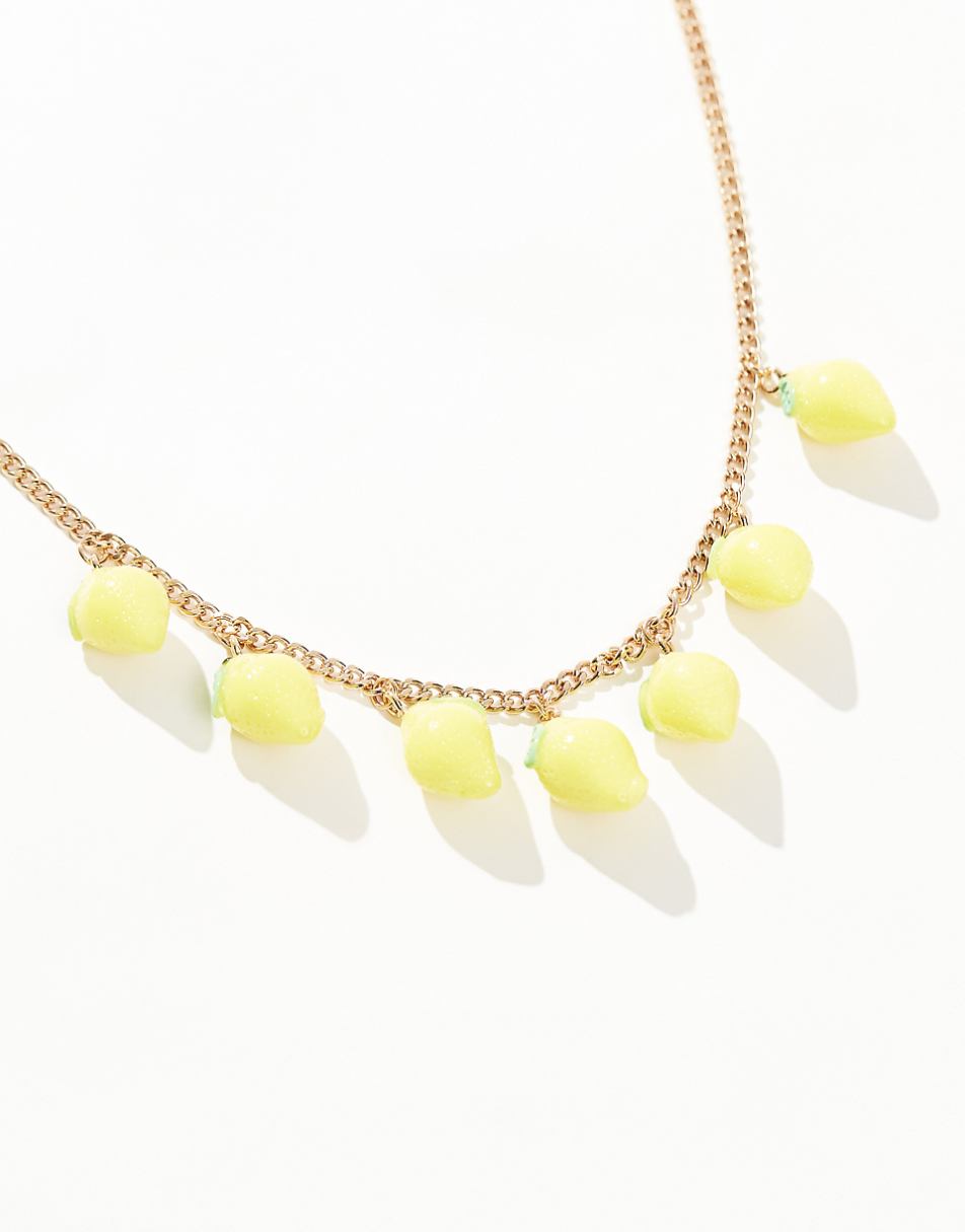 Reclaimed Vintage gold chain necklace with lemons