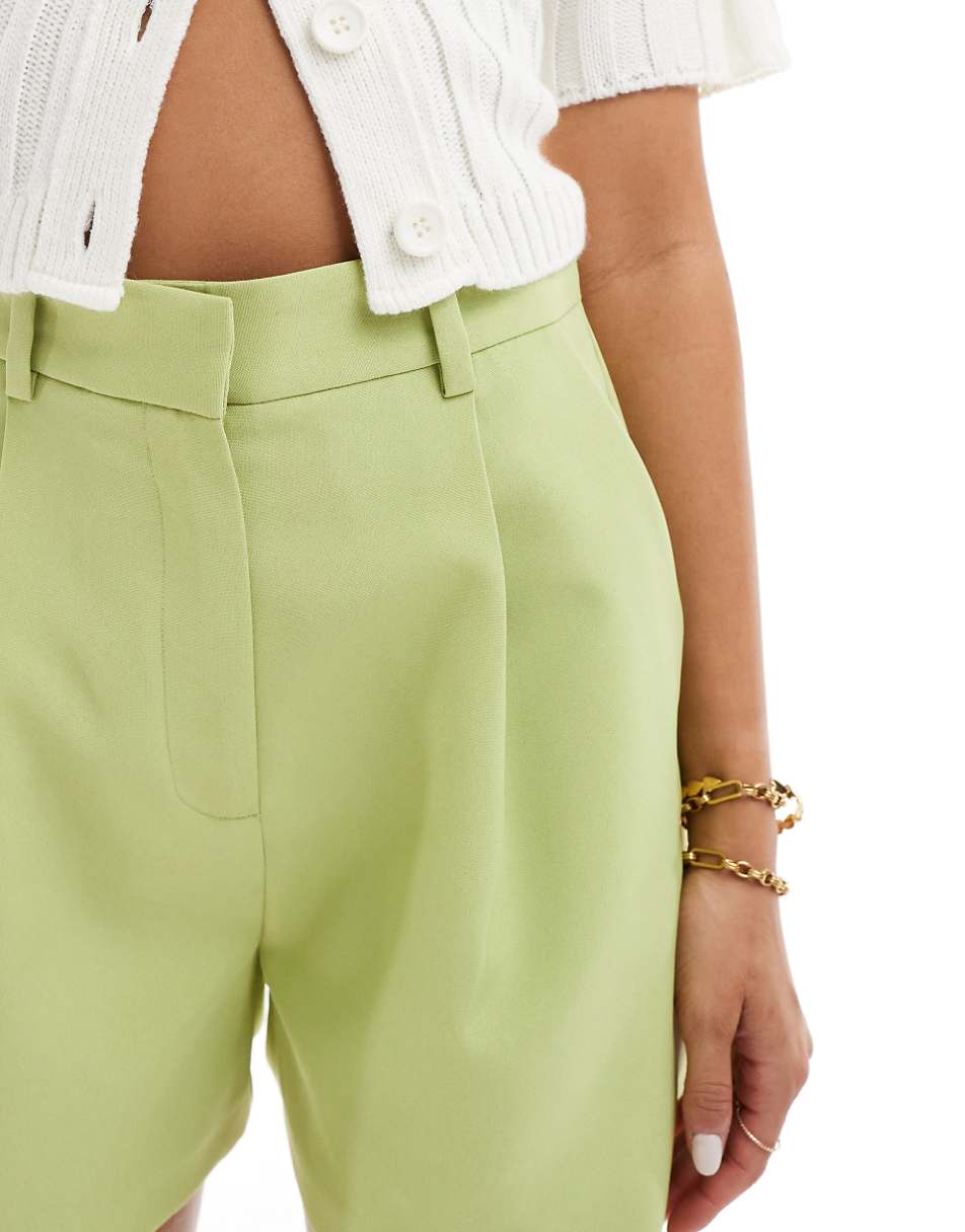 ASOS DESIGN high waisted tailored crepe short in light green