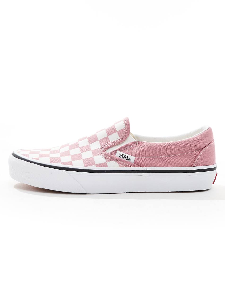 Vans Classic Slip-on checkerboard sneakers in pink and white