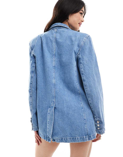 Mango denim blazer in light blue