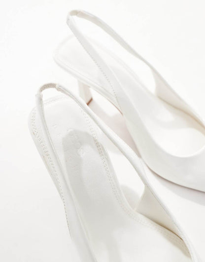 ASOS DESIGN Salty slingback stiletto mid shoes in white