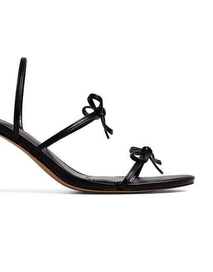 NA-KD heeled sandals with bow detail in black