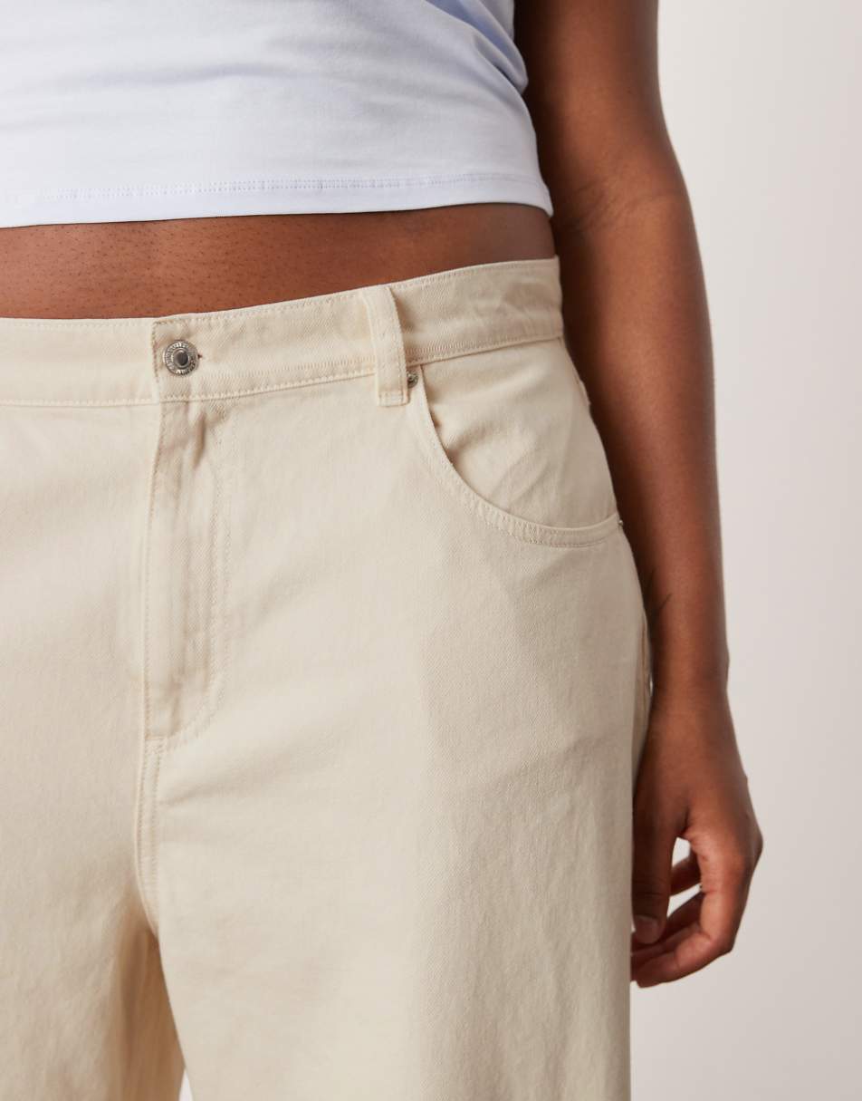 ASOS DESIGN Curve loose jeans with deep turn up cuff in neutral