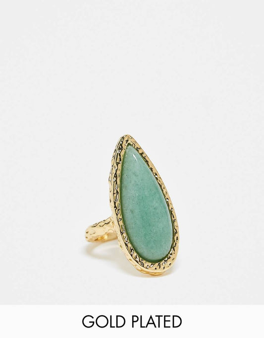 ASOS DESIGN Limited Edition 14k gold plated ring with semi precious stone