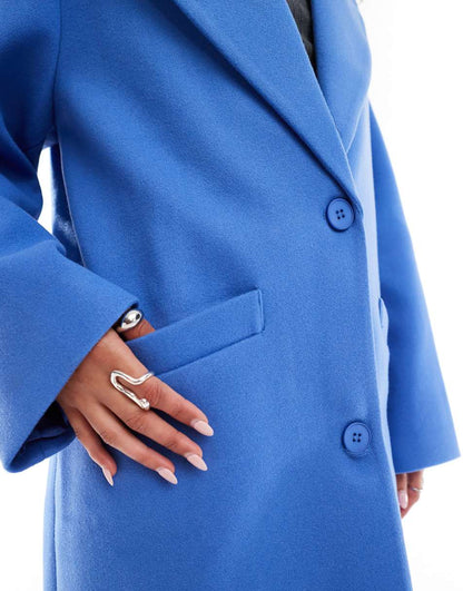 Lioness formal dropped shoulder maxi coat in cobalt