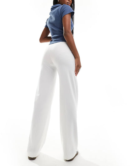 Bershka high rise tailored pants in white