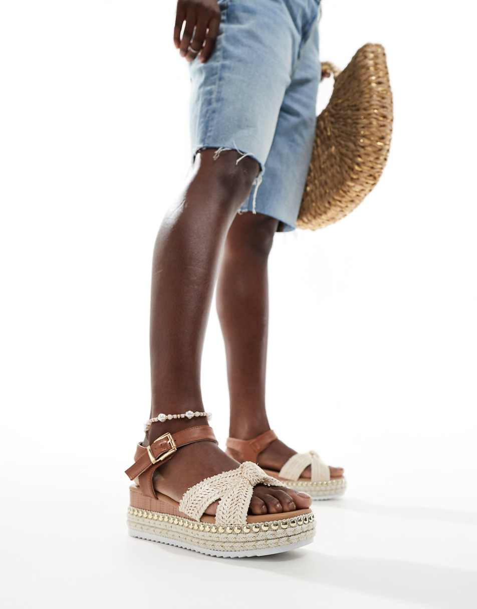 Yours natural chunky sandals in beige