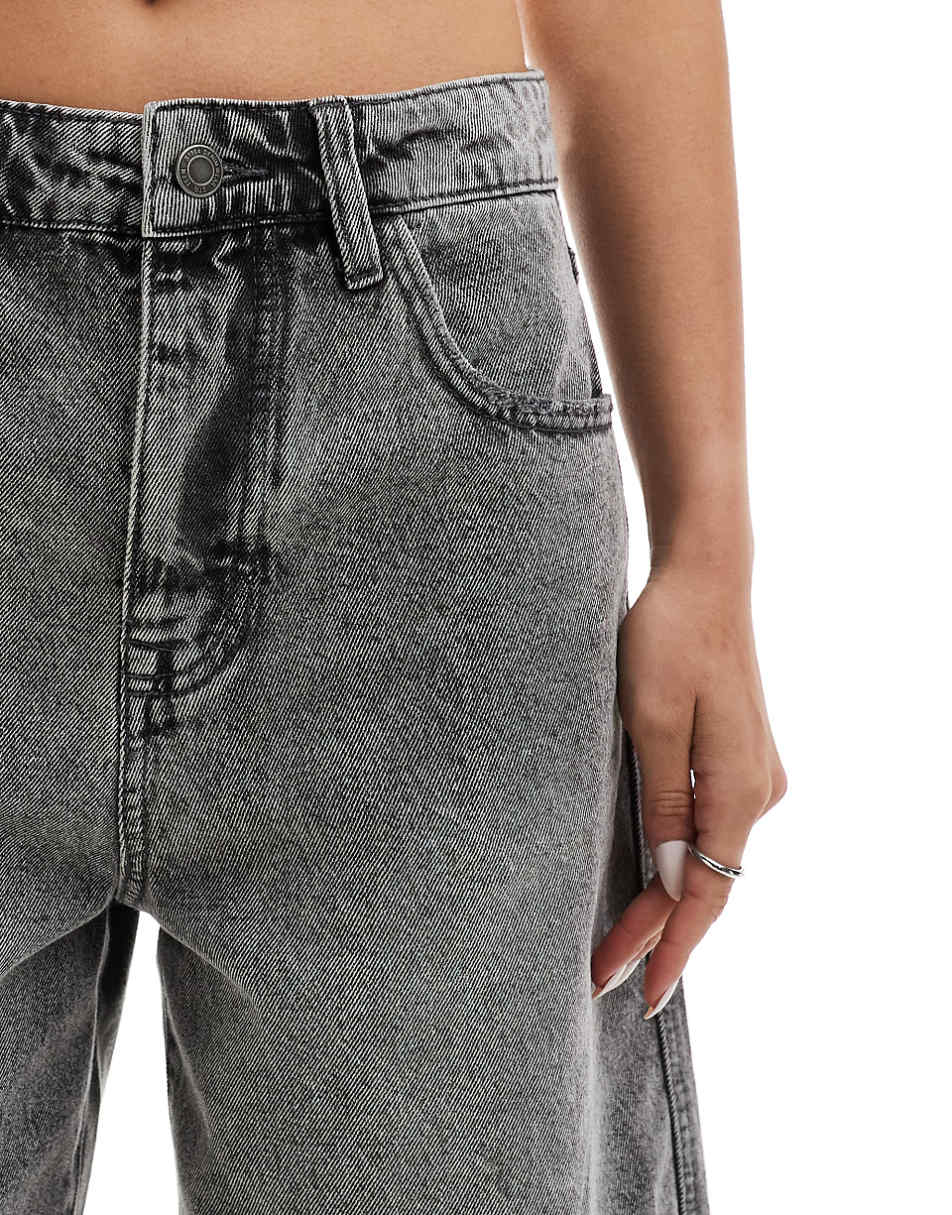 Stradivarius STR denim jort in dark washed gray