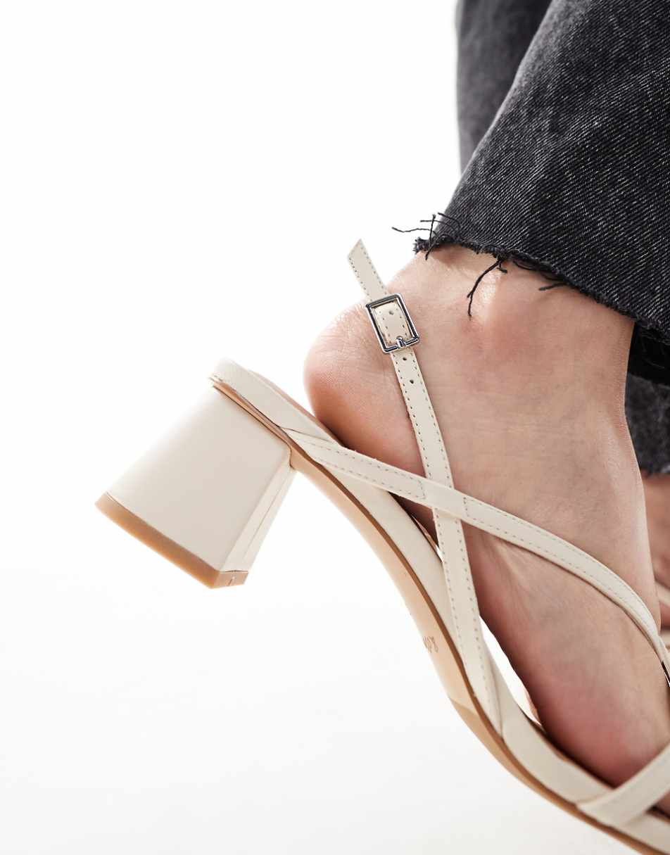 & Other Stories leather heeled strappy sandals in off-white