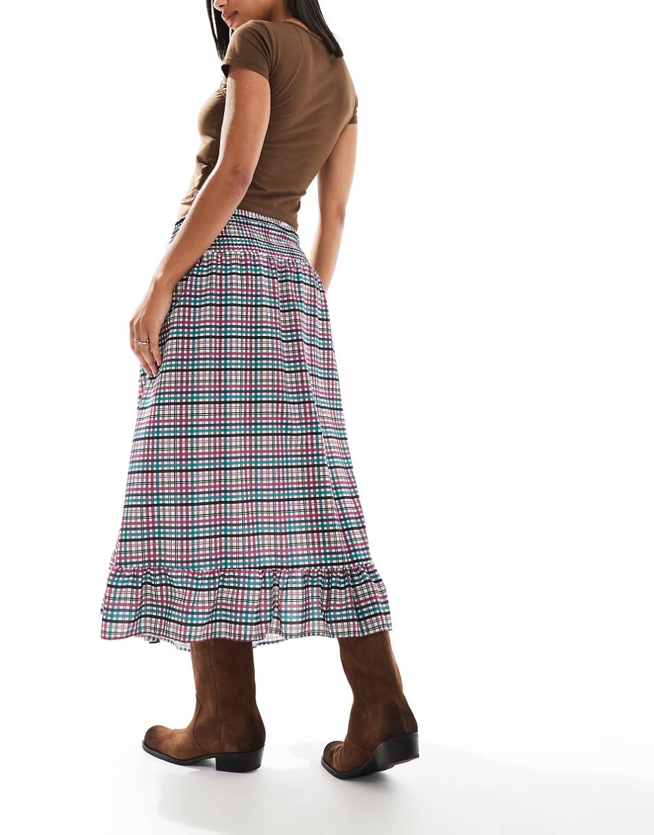 Reclaimed Vintage cowgirl midi skirt with drop waist in gingham