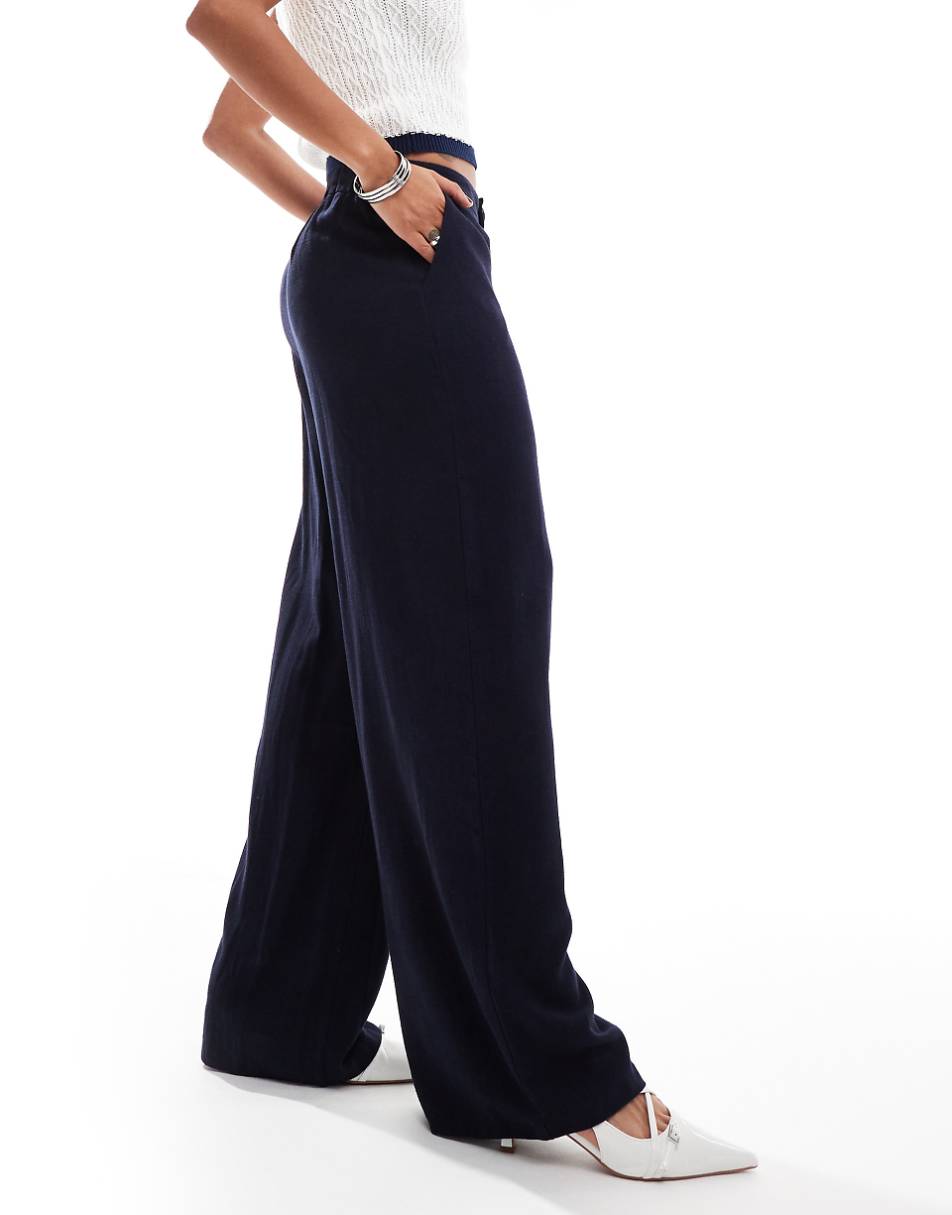 ASOS DESIGN relaxed tailored dad pants in navy