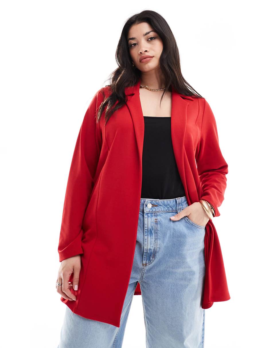 Yours jersey blazer in red