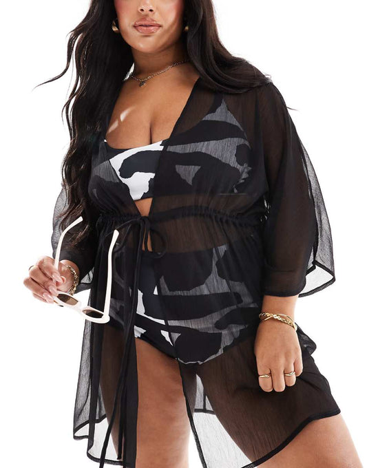 Yours caftan cover up in black