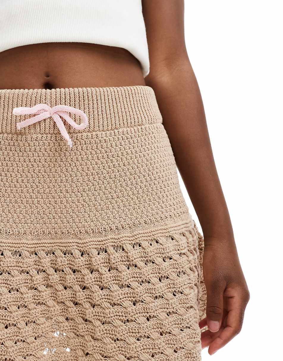 ASOS DESIGN knitted mini skirt with frill in mocha