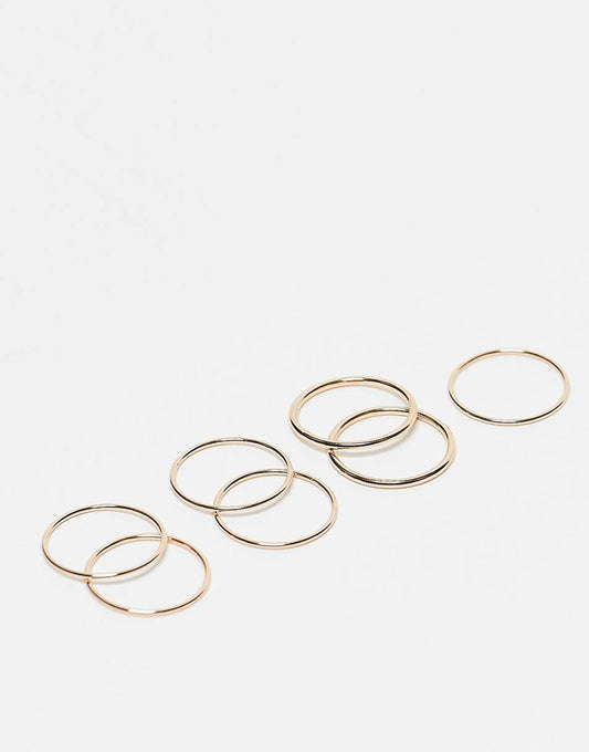 Weekday delicate ring 7-pack in gold