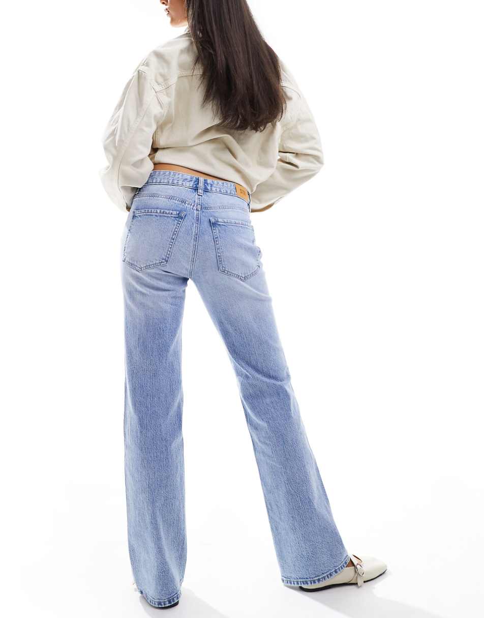 Stradivarius STR straight low waist jeans with stretch in light blue