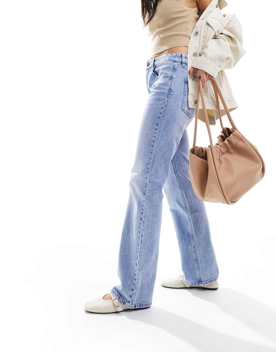 Stradivarius STR straight low waist jeans with stretch in light blue