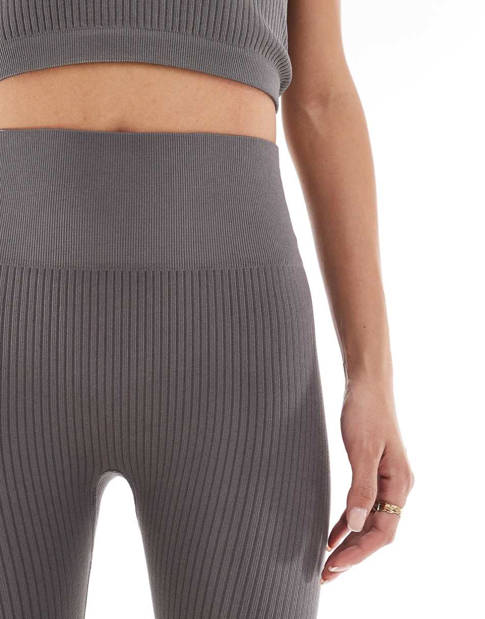 ASOS 4505 Icon seamless ribbed gym leggings in steel gray