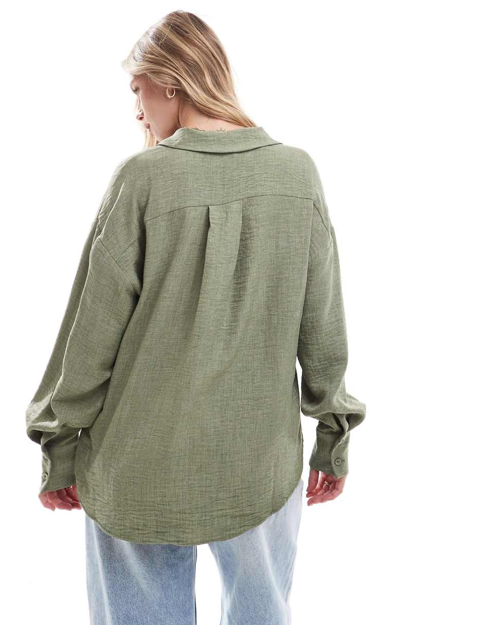 Vero Moda v-neck shirt in khaki green