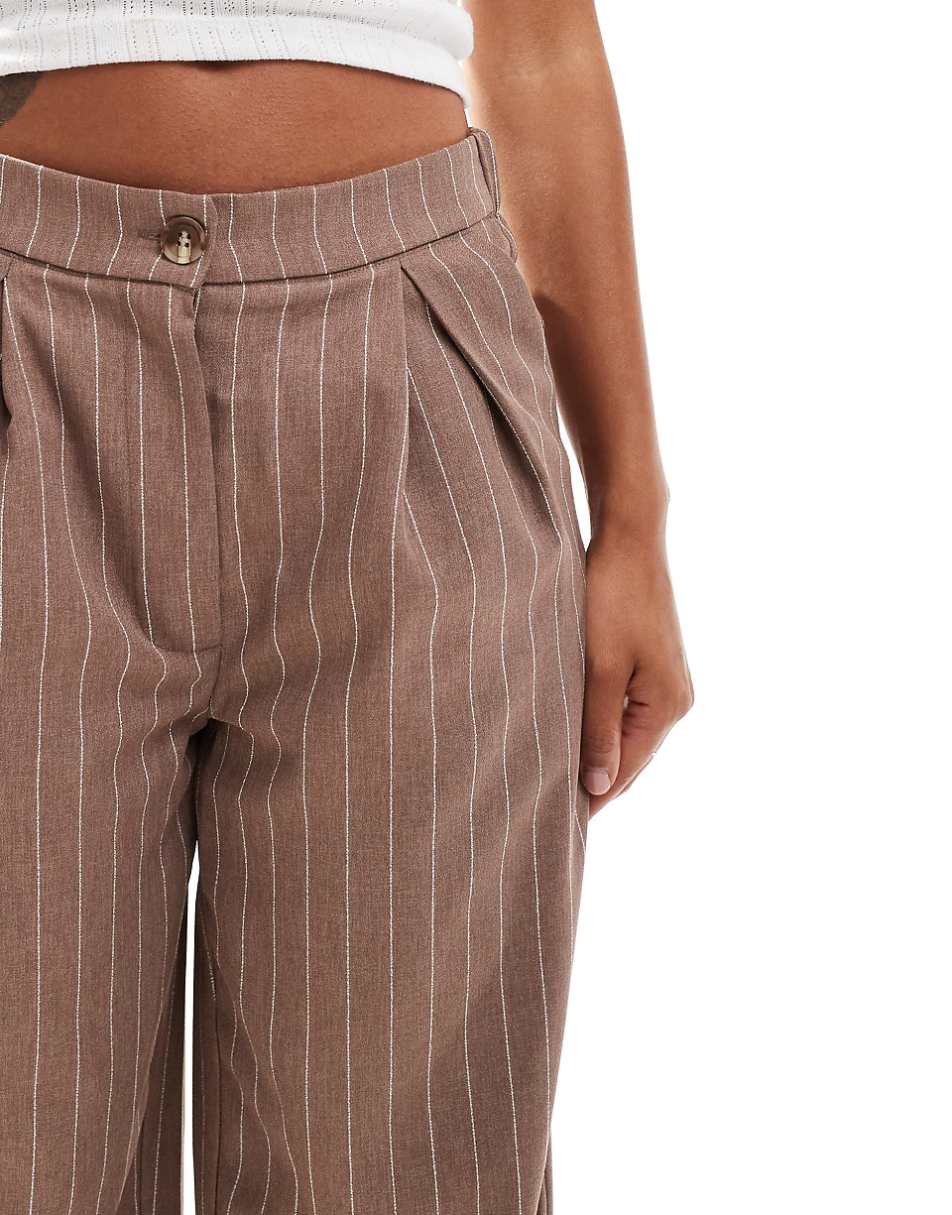 Reclaimed Vintage mensy wide leg pants in beige pinstripe