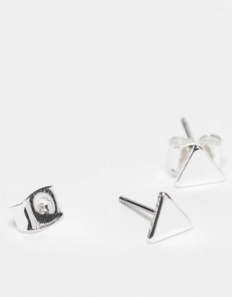 Monki 5 pack stud earrings star, moon, triangle, circle and heart in silver