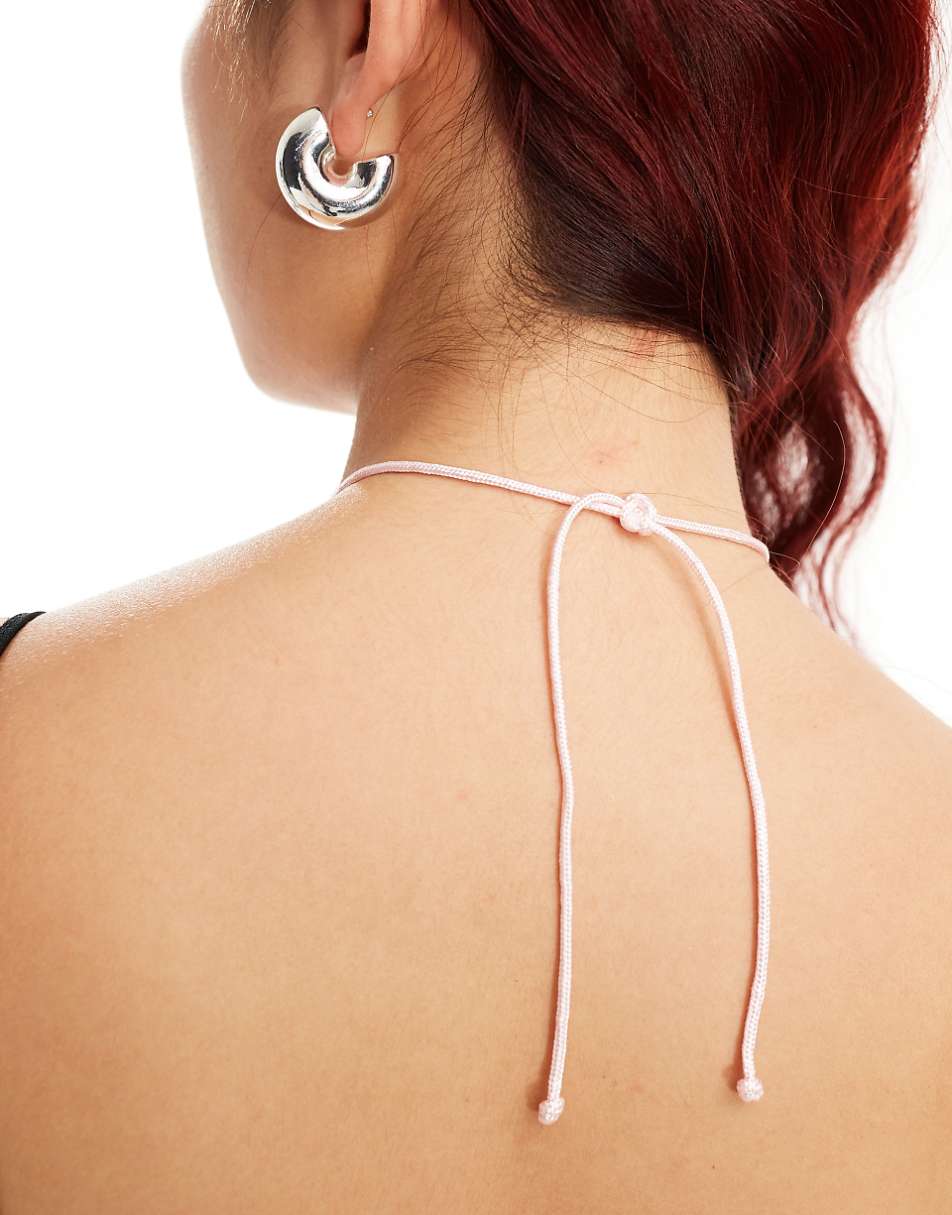 Monki heart pendant necklace in pink