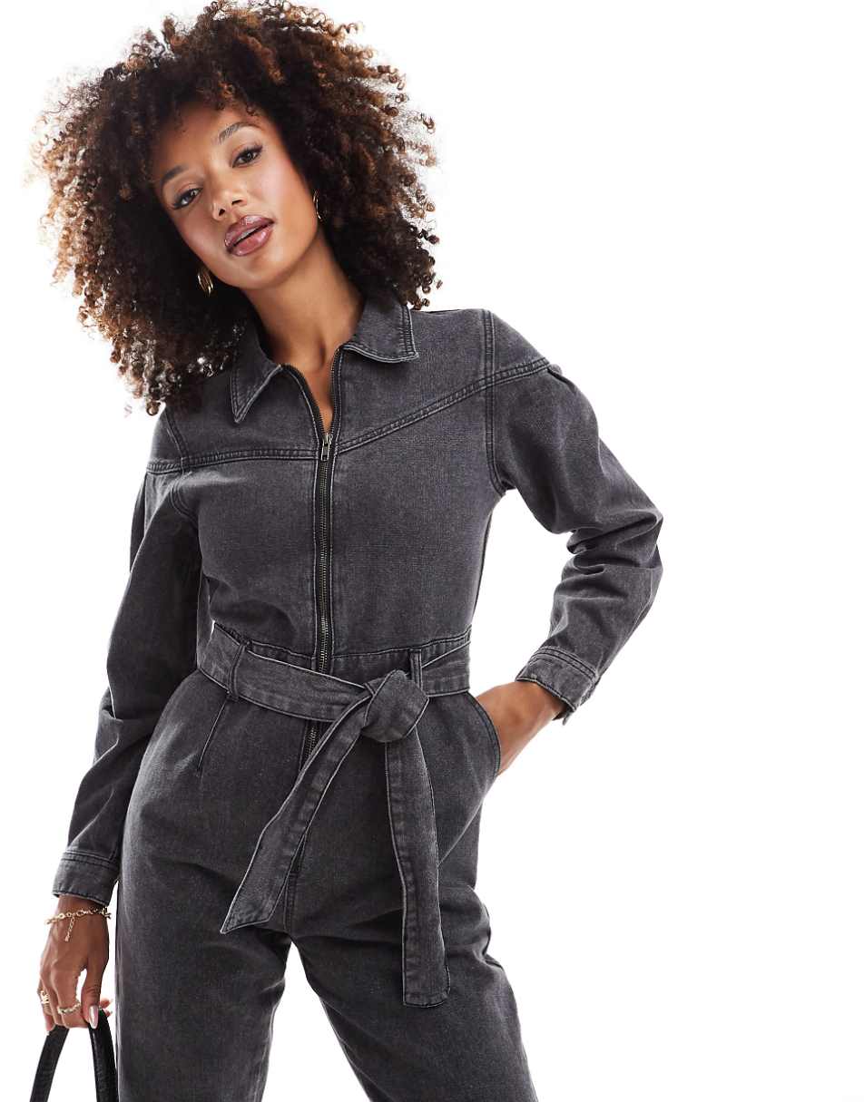 Style Cheat denim jumpsuit in washed black