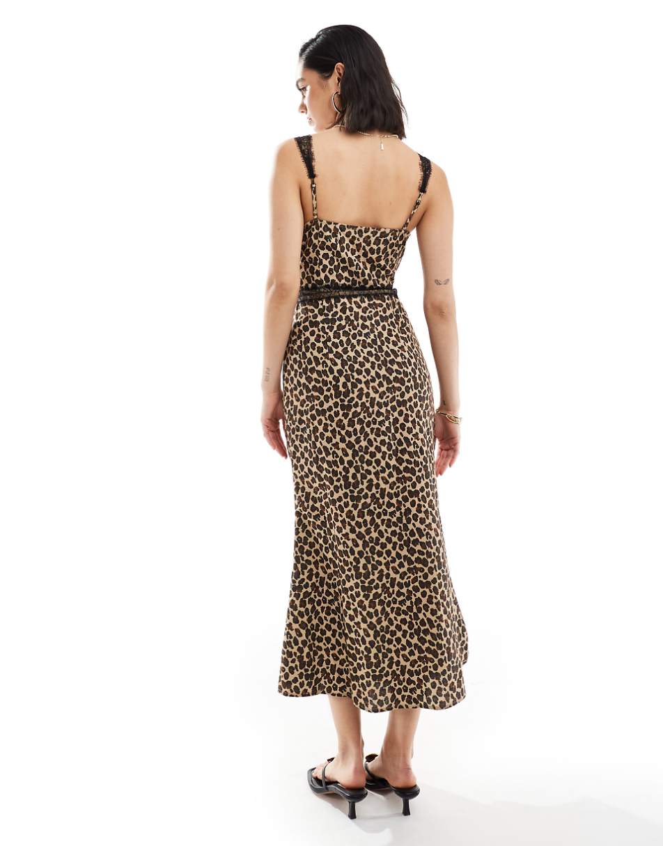 Never Fully Dressed Mimi lace cut-out midaxi dress in leopard print