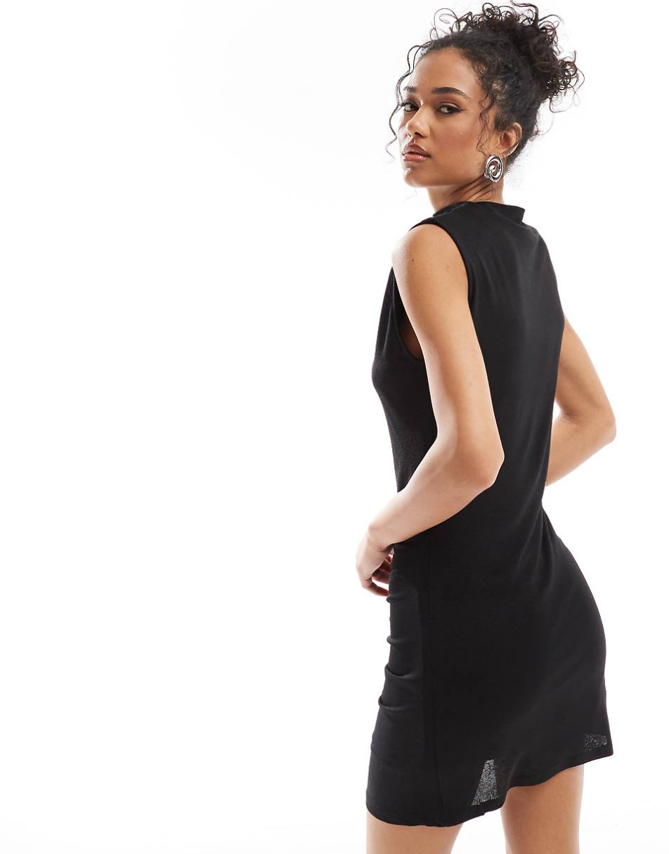 Vero Moda ruched jersey mini dress in black