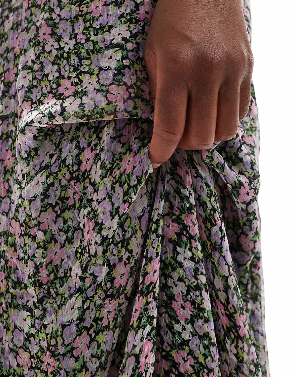 Vero Moda maxi skirt in black ditsy floral print