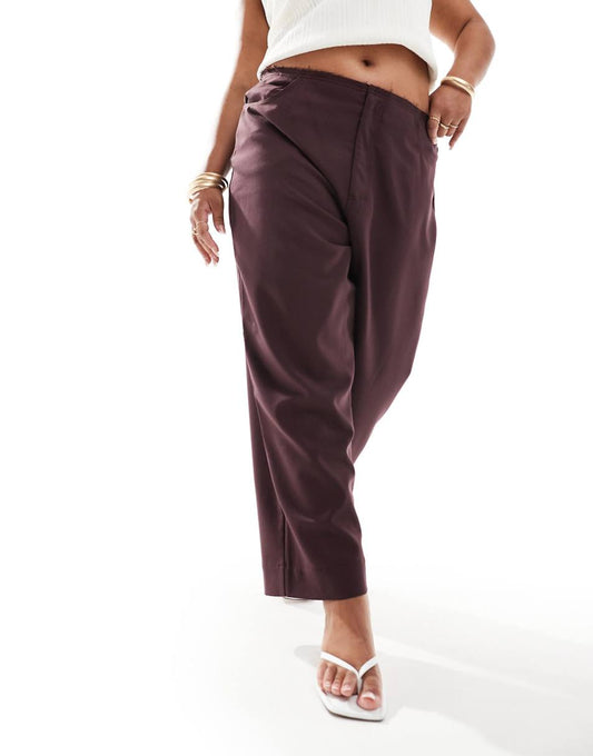 ASOS DESIGN Curve raw edge pants in plum