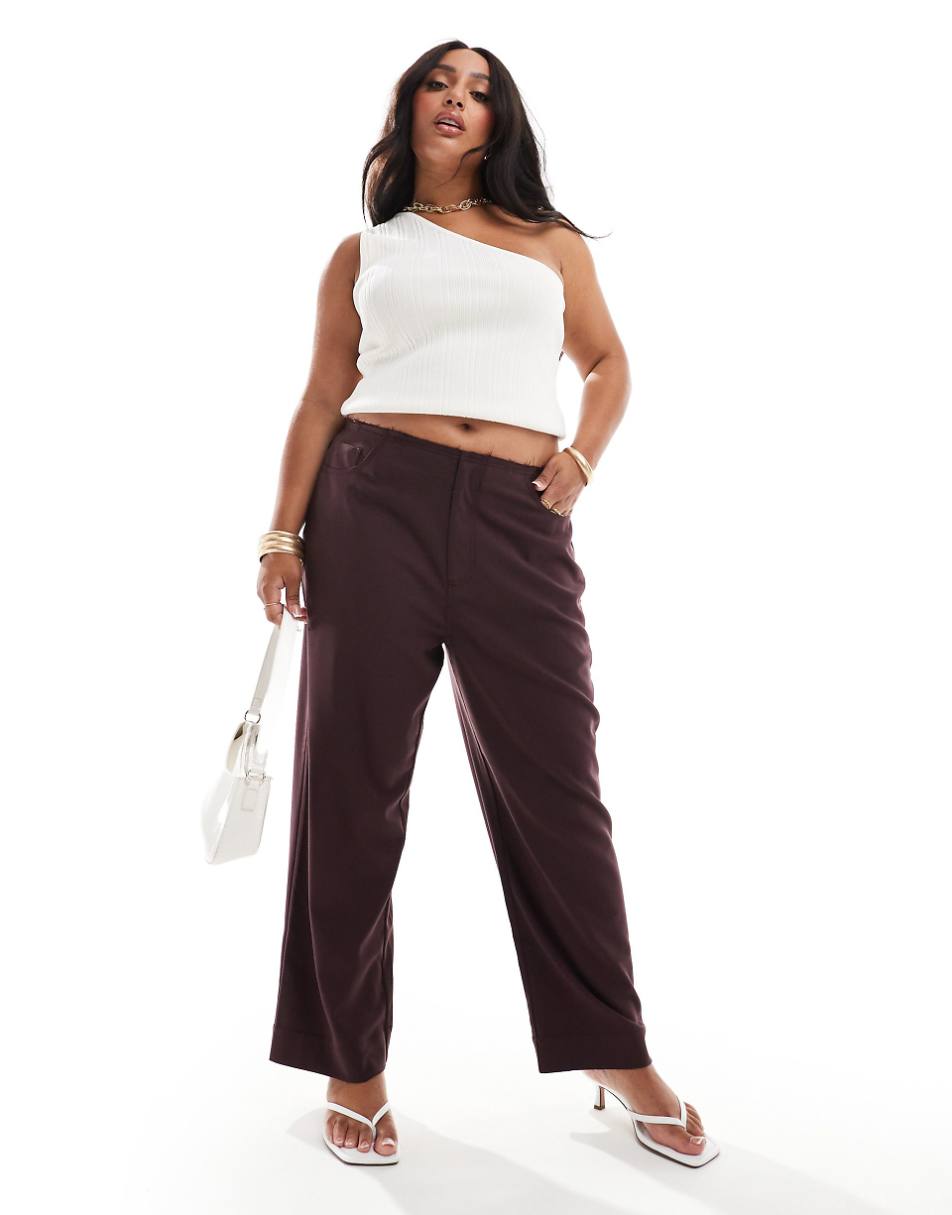 ASOS DESIGN Curve raw edge pants in plum