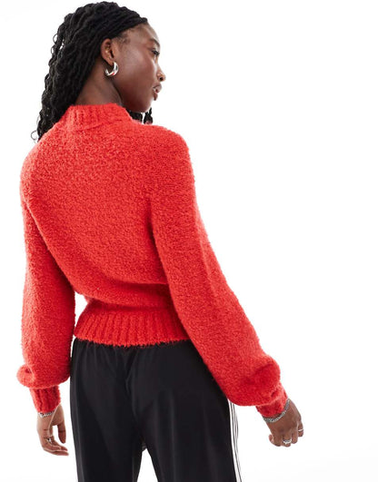 Glamorous chunky knit boxy crop sweater in red