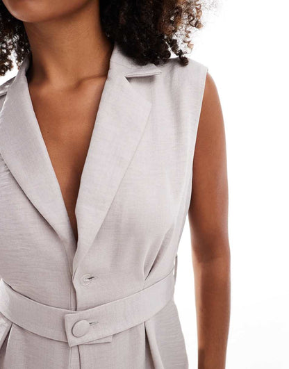 ASOS DESIGN structured longline vest in stone