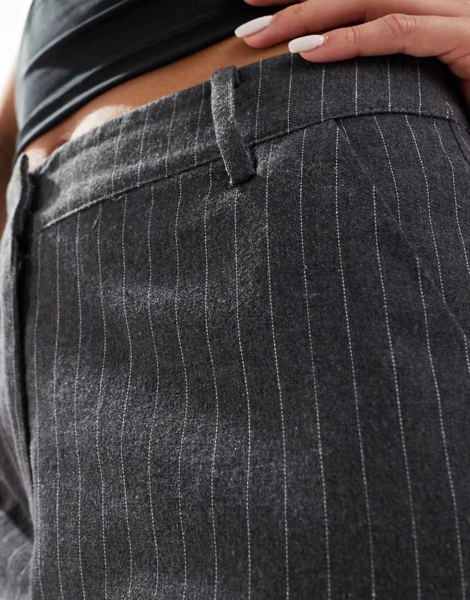 Kaiia flared pants in gray pinstripe