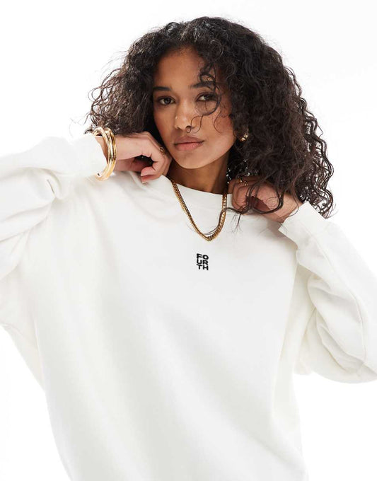 4th & Reckless logo embroidered sweatshirt in cream