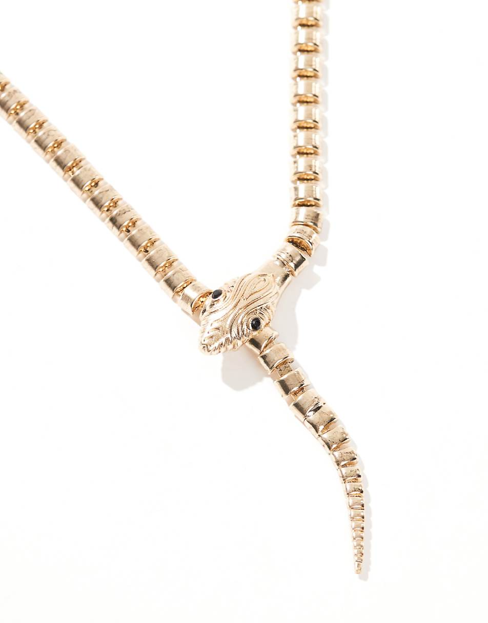 ASOS DESIGN necklace with pull through snake design in gold tone