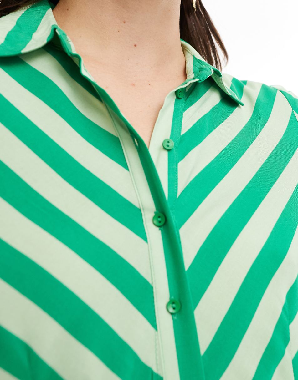 YAS maxi shirt dress in green bold stripe - part of a set