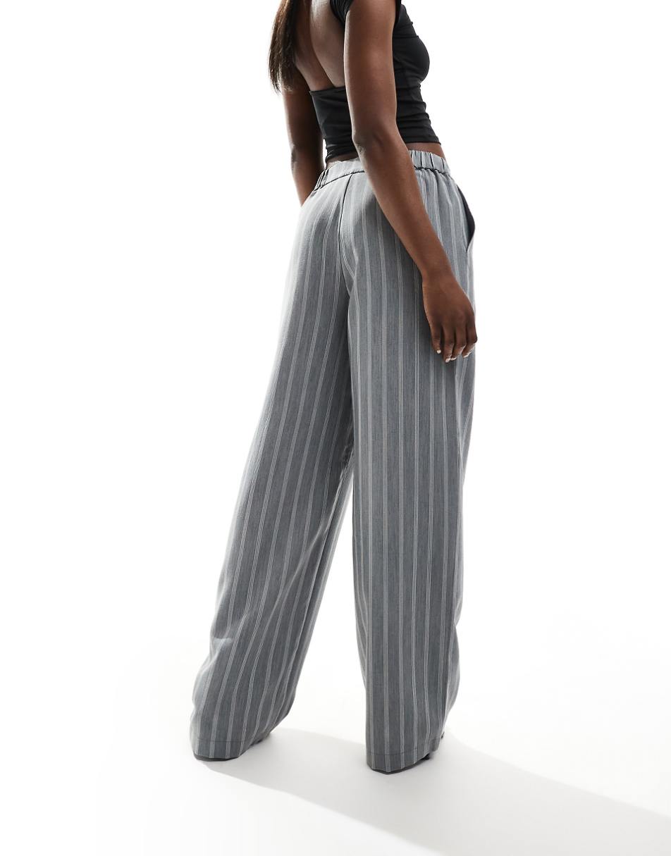 ASOS DESIGN relaxed tailored pants in gray stripe