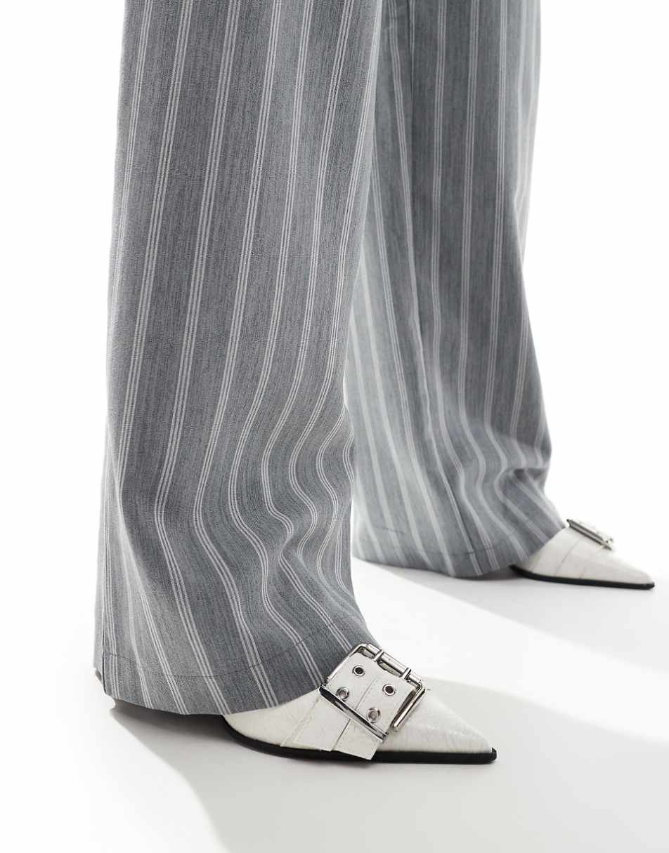 ASOS DESIGN relaxed tailored pants in gray stripe