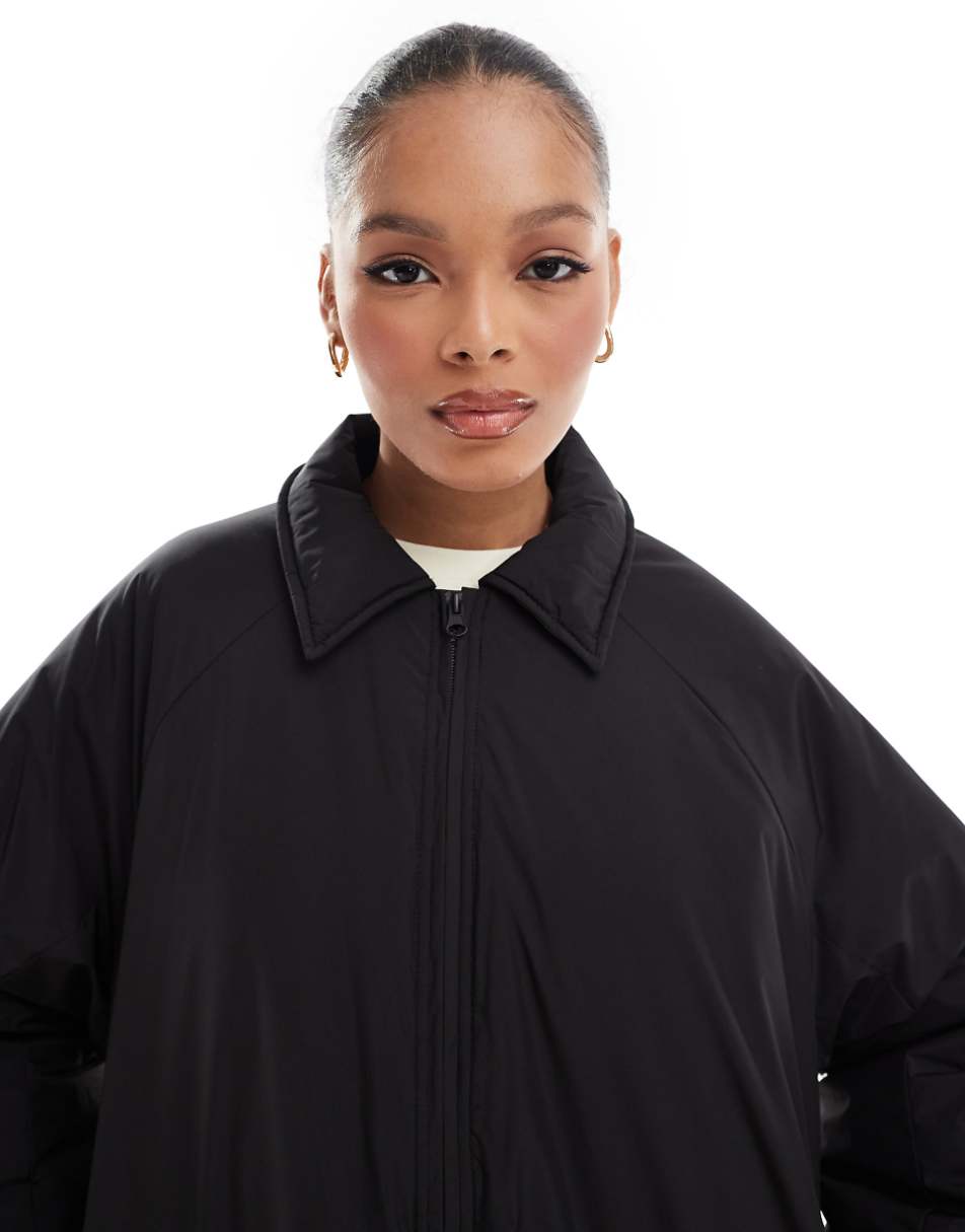 Stradivarius STR nylon puffer jacket in black