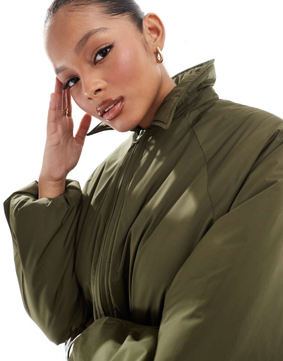 Stradivarius STR nylon puffer jacket in khaki