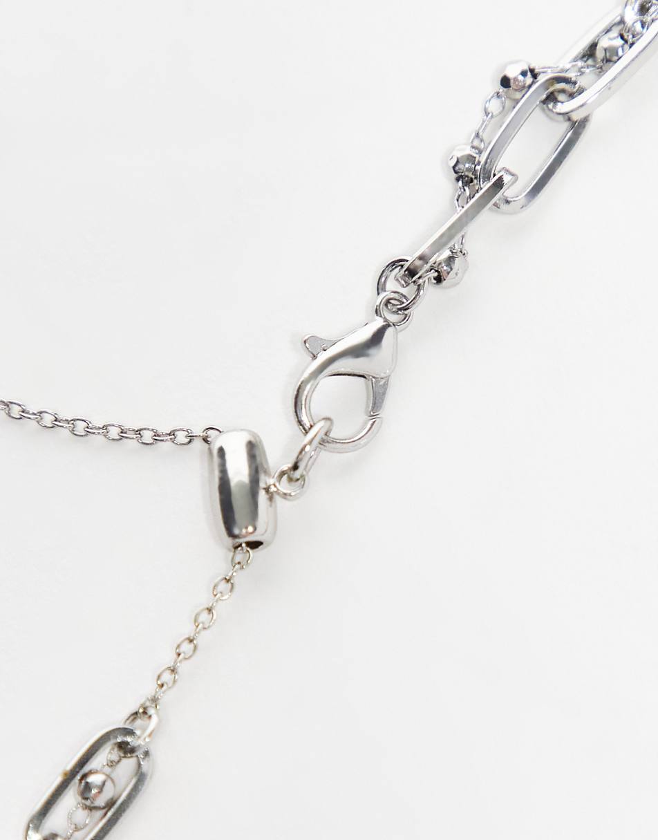 Reclaimed Vintage unisex 2 row necklace with silver chain