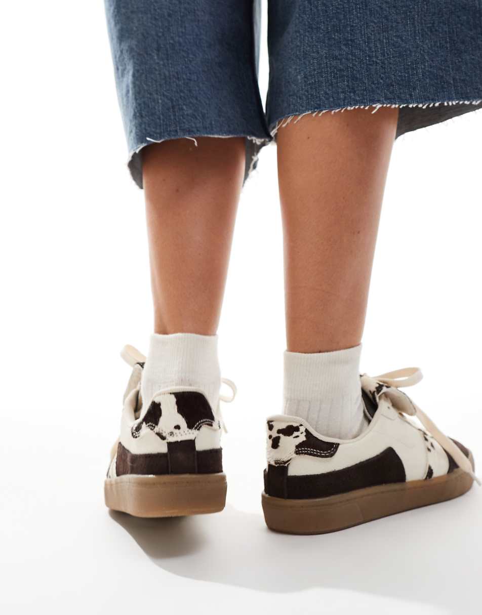 Stradivarius leather sneakers in cow print