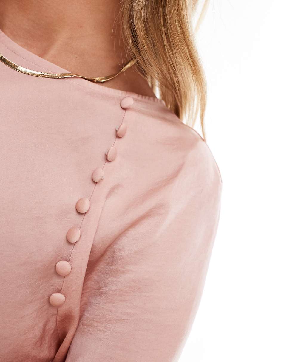 ASOS DESIGN button detail bias top in pink