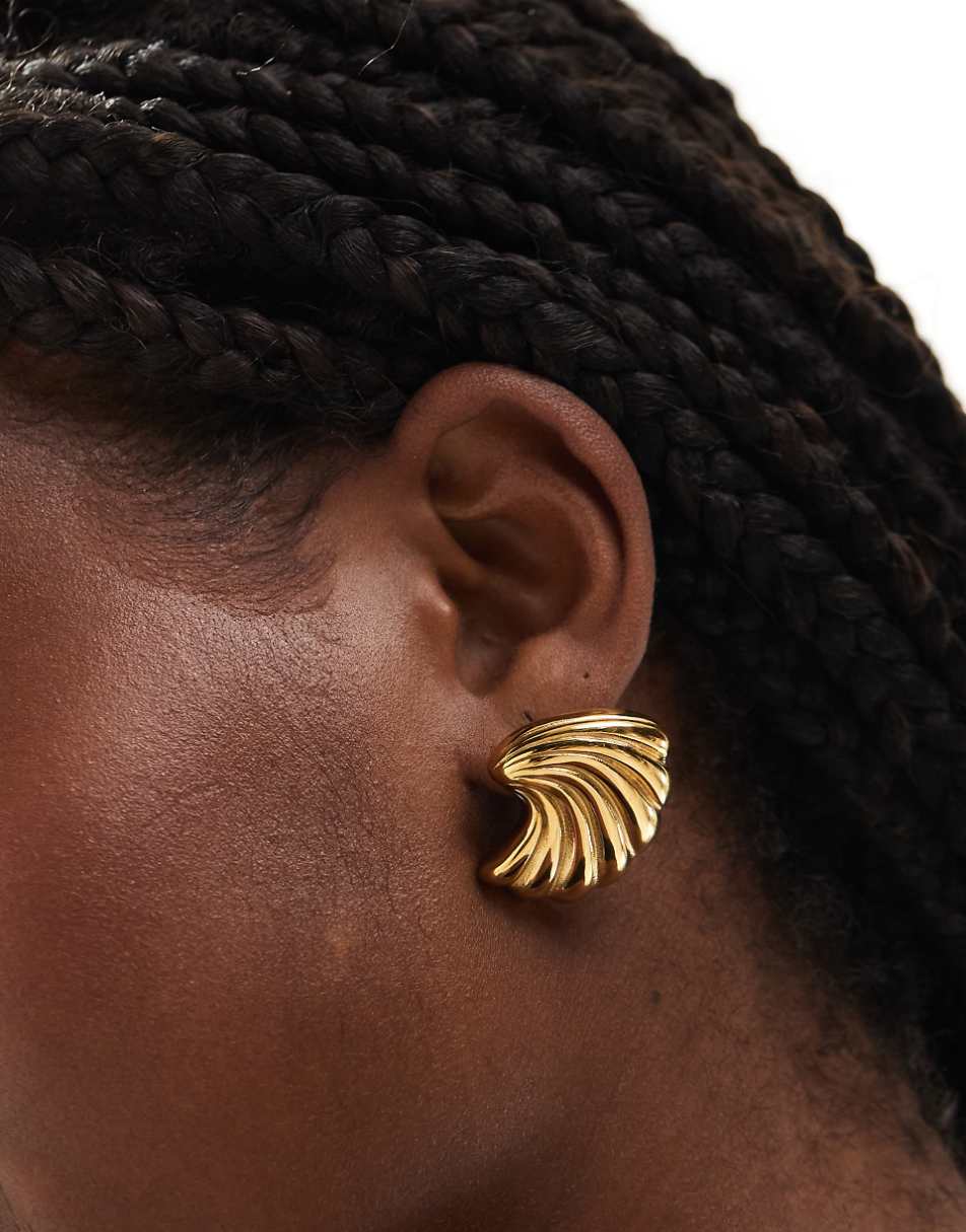 8 Other Reasons 18k gold plated stainless steel oversized wave stud earrings